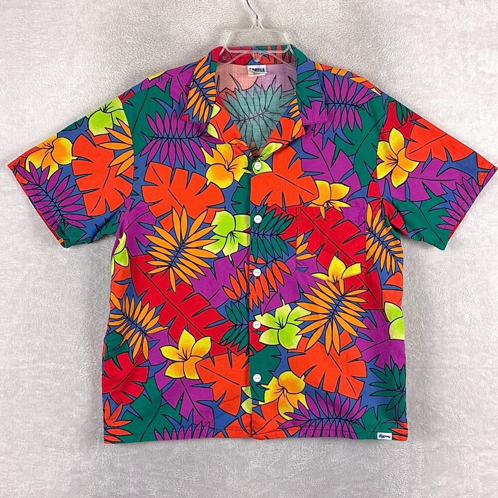VTG Laguna Hawaiian Shirt Mens L Multicolor Floral Aloha Surf Beach 80s 90s USA